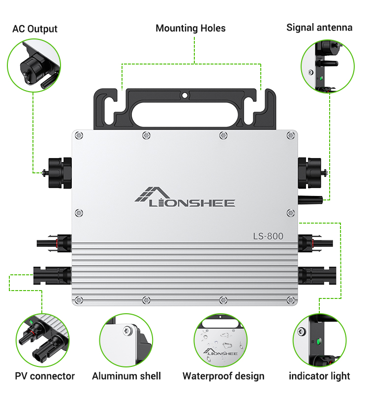 LIONSHEE Micro inverter 600W per sistema solare da balcone