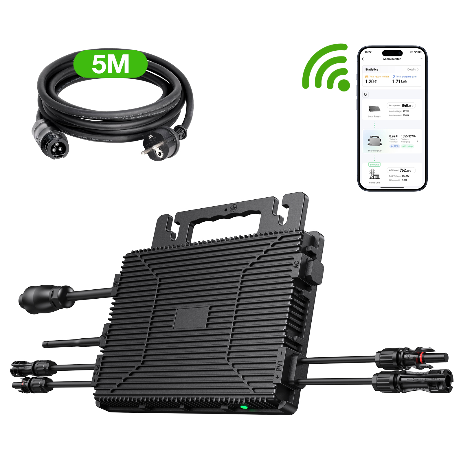 Lionshee LS-800Mi Micro Inverter 800W Con Efficienza Fino Al 96% 2 MPPT Individuali Per Massima Produzione Energetica