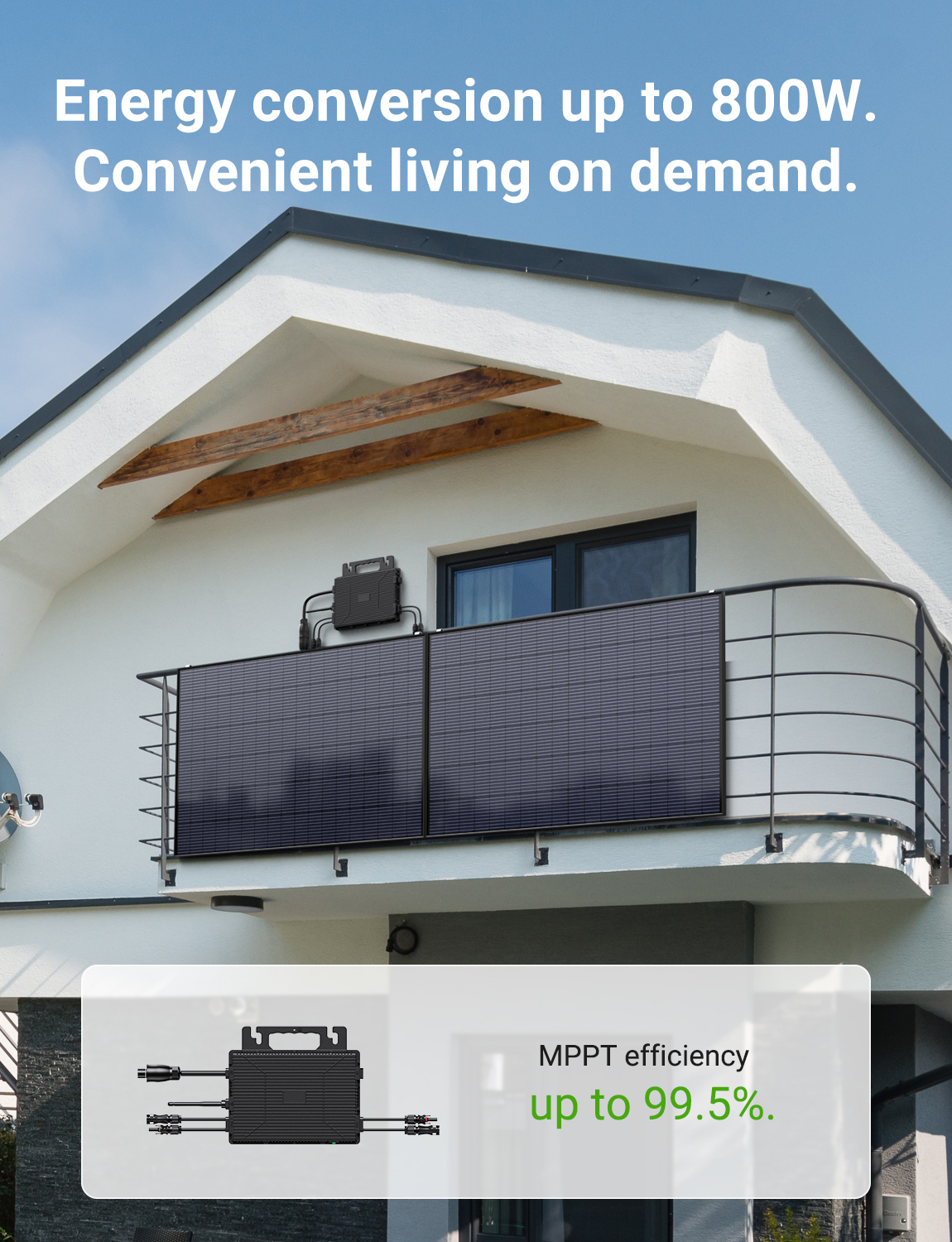 Microinverter da 800 W per sistema solare da balcone con 2 MPPT e funzione APP WiFi